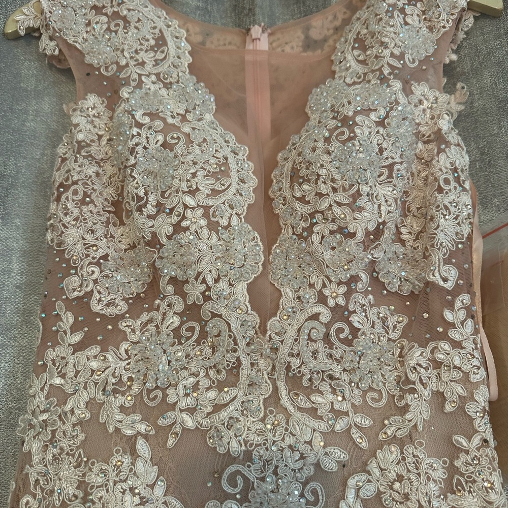 Camille La Vie Cream Plunge Neck Sleeveless Wedding Gown